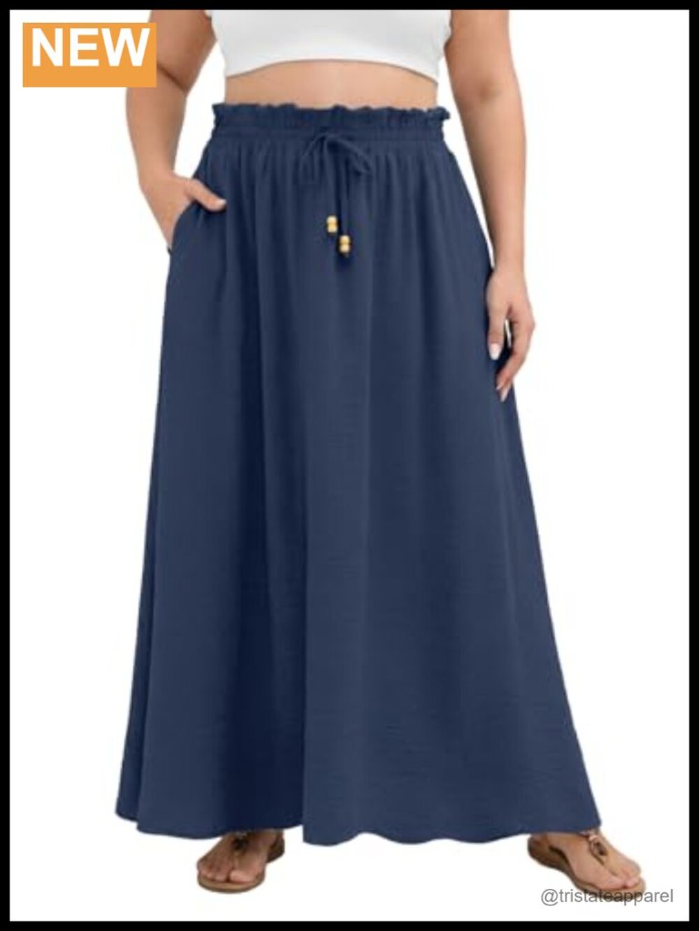 Plus Size Maxi Skirt Elastic Waist A-line Long Skirt with Pockets